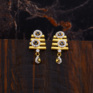 Ladies 916 Gold Cz Earrings-LFE124
