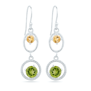 Sterling Silver Earrings with Citrine & P