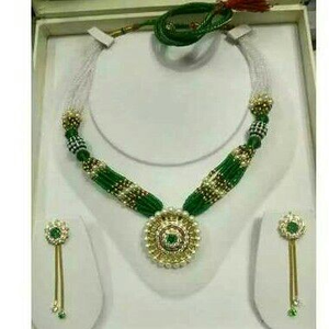 Designer Green And White Pearl Necklace 