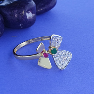 Red green butterfly ladies ring
