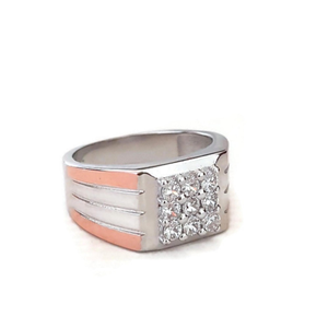 Men's 92.5 Silver Diamond Ring, Wedding Engag