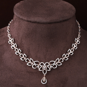 18kt rose gold drop shaped diamond necklace