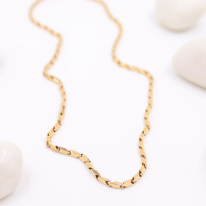 Pattern carved single tone gold chain for men