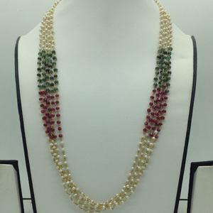 Red,Green Beeds and Pearls 6 Line Taar Mala 