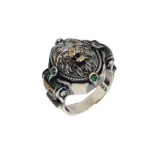 Ancient Lion Ring In 925 Sterling Silver MGA 