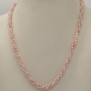 Freshwater Pink Rice Pearls 3 Layers Twiste
