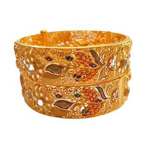 22K Gold Kalkatti Designer Patla Bangles MGA 