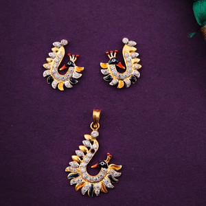22K CZ PEACOCK PENDANT SET