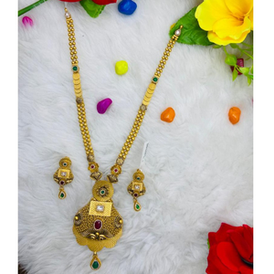 916 Gold Antique Kundan Long Set For Bride