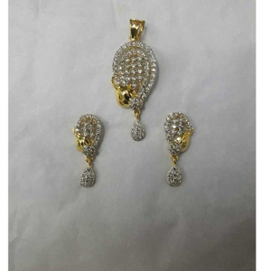 916 Gold Diamond CZ Ladies Pendant Set