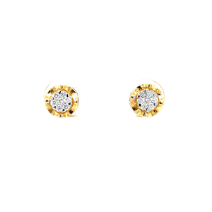 Kreis pressure set diamond studs with gold br