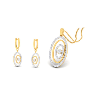 22k gold cz classic duo pendant set