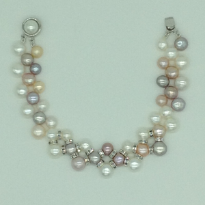 Multi colour zigzag pearls cz chakri 3 layer