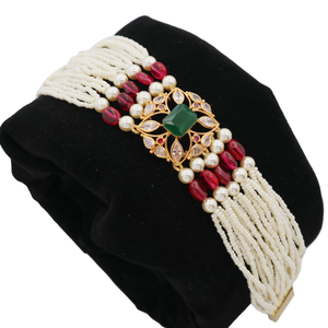 916 Gold Attractive Floral Pearl Bracelet AJB