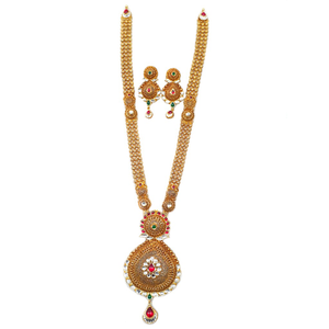 22k Gold Antique Rajwadi Necklace With Earrin