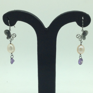 Pearl&nbsp;CZ Silver&nbsp;Ear Hangings&nbsp;JER0111