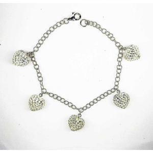 Fancy 925 Silver Ladies Bracelet With Stones 