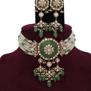 Colourful Pearl Delicate Gold Studded Necklac