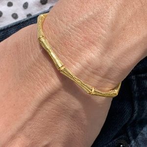 18 Kt Stamped Yellow Gold Bamboo Torque Cuff 