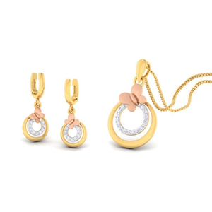 22k gold cz butterfly pendant set