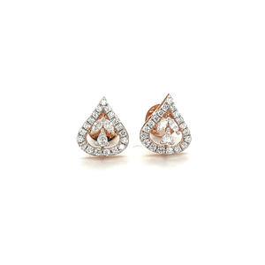 14k Rose Gold Teardrop Diamond Earrings with 