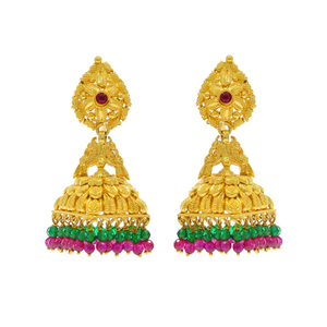Traditional 22 karat yellow gold jhumkas