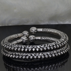 925 silver oxidised kada payal