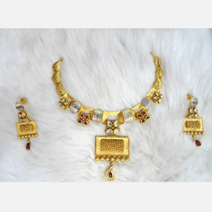 916 Gold Antique Wedding Necklace Set RHJ-558