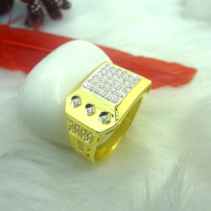 Fancy cz diamond 22kt gold gents ring