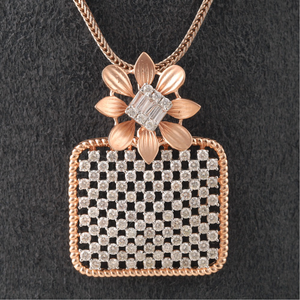 18kt pan shaped designer diamond pendant 