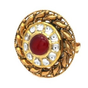 916 yellow gold attractive floral pearl ring 