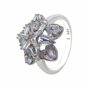 Baguettes star 925 silver lady ring