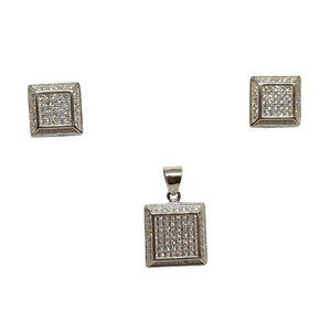 925 Sterling Silver Square Shaped Designer Pe