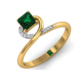 14kt gold square green stone ring