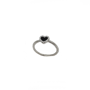 Black Heart Ring In 925 Sterling Silver MGA -
