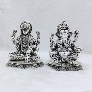 Real silver laxmi ganesh idol in high antique