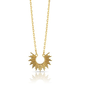 Gold fancy striped open circle necklace