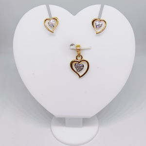 22k Gold Heart Shape Pendant Set