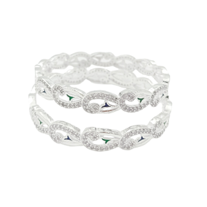 Curving Enameled 925 Silver Bangle