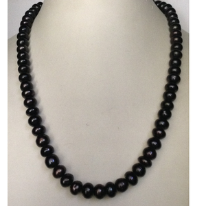 Fresh water black potato pearls necklace JPM0