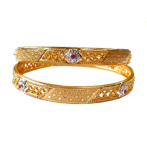 22K Gold Flower Shaped Designer Kadli MGA - G