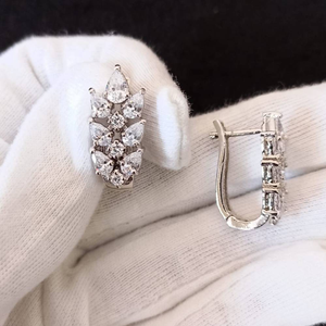 925 silver frihand leaf hoop earrings with zi