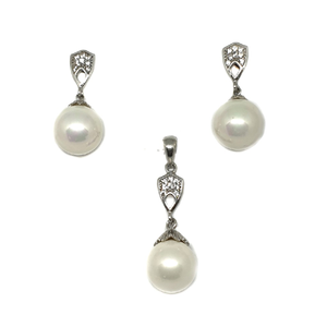 925 Sterling Silver Pearl Pendant Set MGA - P