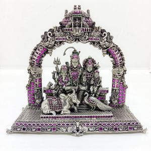 Magnificent pure silver idol of  shiva with m