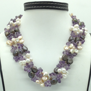 Multicolour kudkal pearls with amethyst neck