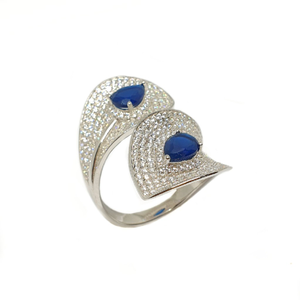 925 Sterling Silver Designer Blue Stone Ring 