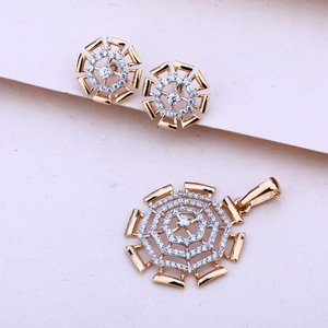 18CT Rose Gold Cz Designer Pendant Set RPS146