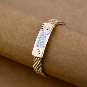 Mens Rose Gold Leather Bracelet-MLB40