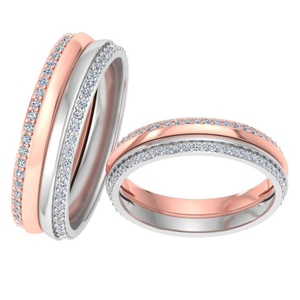 DIAMOND ROSE GOLD AND SILVER RING