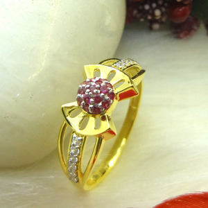 916 gold cz diamond ribbon shape stylish ladi